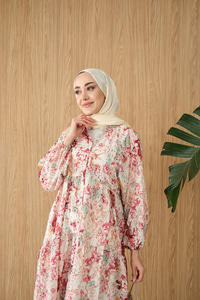 Vintage Çiçek Desen Elbise Bordo