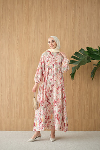 Vintage Çiçek Desen Elbise Bordo