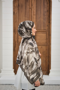 Vintage Desen Şal Haki Yeşil