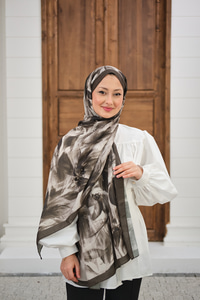 Vintage Desen Şal Haki Yeşil