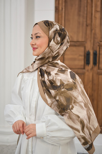 Vintage Desen Şal Koyu Bej