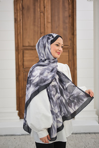 Vintage Desen Şal Siyah