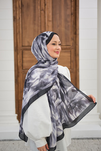 Vintage Desen Şal Siyah