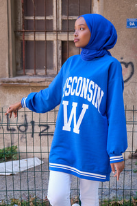 Uygun Fiyatlı WISCONSIN BASKILI SWEAT  SAX MAVI | Loccomoda.com 
