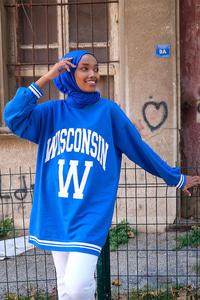 Uygun Fiyatlı WISCONSIN BASKILI SWEAT  SAX MAVI | Loccomoda.com 