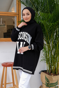 Uygun Fiyatlı WISCONSIN BASKILI SWEAT  SIYAH | Loccomoda.com 