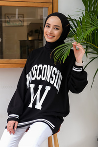 Uygun Fiyatlı WISCONSIN BASKILI SWEAT  SIYAH | Loccomoda.com 