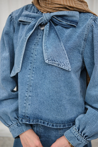 Yaka Bağlamalı Balon Kol Etekli Takım Açık Mavi