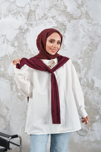 Yaka Bağlamalı Çift Renk Gömlek Mürdüm