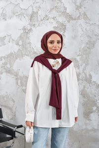 Yaka Bağlamalı Çift Renk Gömlek Mürdüm