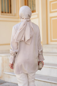 Yaka Bağlamalı Kol Püskül Gömlek Taş