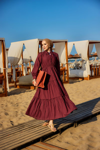 Yaka Bağlamalı Viyana Elbise Bordo