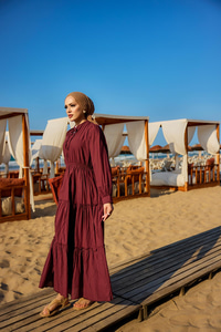 Yaka Bağlamalı Viyana Elbise Bordo