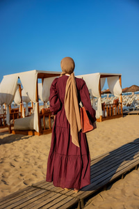 Yaka Bağlamalı Viyana Elbise Bordo