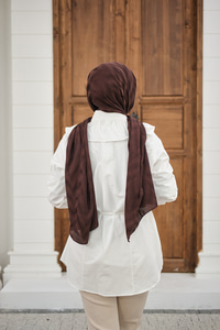 Yaka Büzgülü Bel Bağlamalı Poplin Gömlek Beyaz