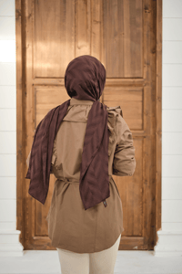 Yaka Büzgülü Bel Bağlamalı Poplin Gömlek Kahverengi