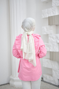 Yaka Büzgülü Bel Bağlamalı Poplin Gömlek Pembe