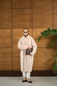 Yaka Detay Peluş Kaban Krem