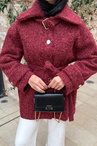 Yaka Kemer Detay Ceket Bordo