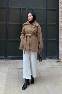 Yaka Kemer Detay Ceket Vizon