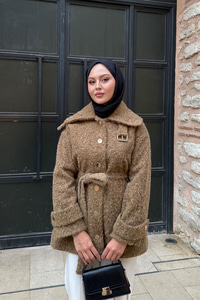 Yaka Kemer Detay Ceket Vizon