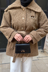 Yaka Kemer Detay Ceket Vizon