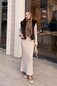 Yaka Kürklü Yelek Kahverengi