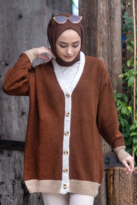 Uygun Fiyatlı YAKA SERITLI TRIKO HIRKA KAHVERENGI | Loccomoda.com 