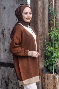 Uygun Fiyatlı YAKA SERITLI TRIKO HIRKA KAHVERENGI | Loccomoda.com 