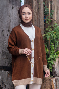 Uygun Fiyatlı YAKA SERITLI TRIKO HIRKA KAHVERENGI | Loccomoda.com 