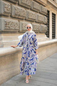 Yakamoz Desenli Elbise Mor