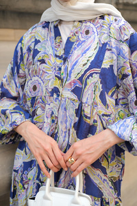 Yakamoz Desenli Elbise Mor