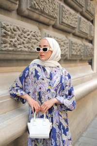 Yakamoz Desenli Elbise Mor