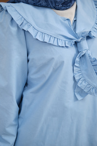 Yakası Fırfırlı Basic Gömlek Bebe Mavi