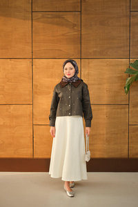 Yakası Kadife Detay Kısa Ceket Kahverengi