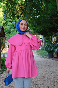 Yakası Nakış Detaylı Gömlek Fuşya