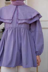 Yakası Nakış Detaylı Gömlek Lila