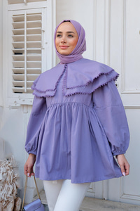 Yakası Nakış Detaylı Gömlek Lila