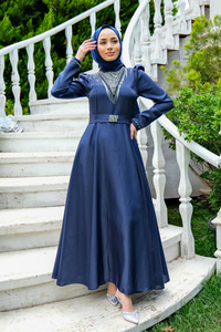 YAKASI TAS AKSESUARLI ABIYE LACIVERT