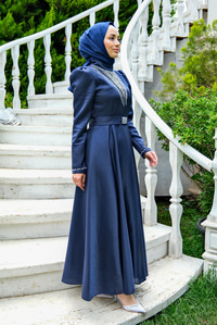 YAKASI TAS AKSESUARLI ABIYE LACIVERT