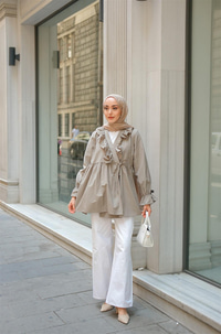 Yan Bağlamalı Fırfır Detay Küf Yeşil