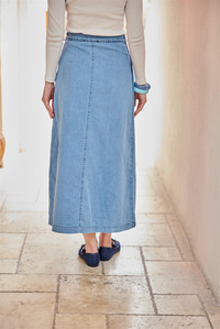 Yan Bağlamalı Jean Etek Buz Mavi