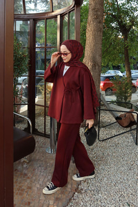 Yan Bağlamalı Takım Bordo