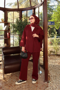 Yan Bağlamalı Takım Bordo