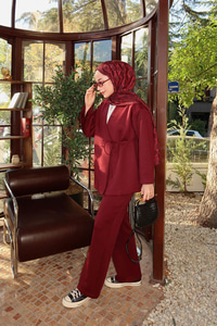 Yan Bağlamalı Takım Bordo