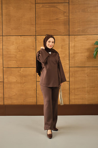 Yan Bağlamalı Takım Kahverengi