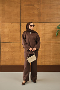 Yan Bağlamalı Takım Kahverengi