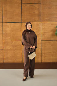 Yan Bağlamalı Takım Kahverengi