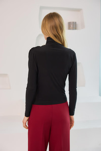 Yan Detayları Büzgülü Badi Siyah