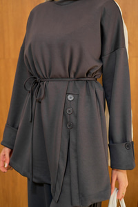 Yan Düğme Detay Takım Antrasit